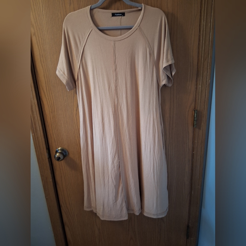 Tan Short Sleeve T-shirt Dress Size XL
